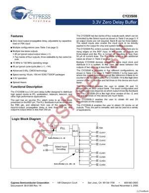 CY23S08SXI-1H datasheet  